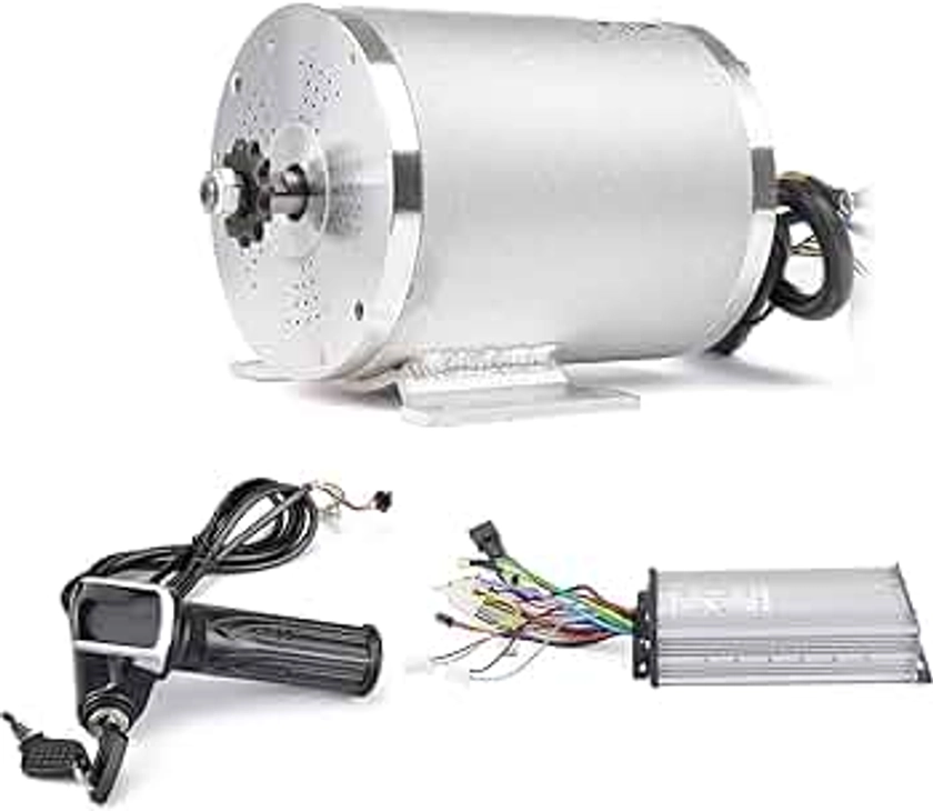 Electric Brushless DC Motor Complete Kit, 48V 2000W 4300RPM High Speed Motor, With 33A 15 Mosfet Controller, Battery Display LCD Throttle, Electric Scooter Bicycle Motorcycle Mid Drive Motor, DIY Part