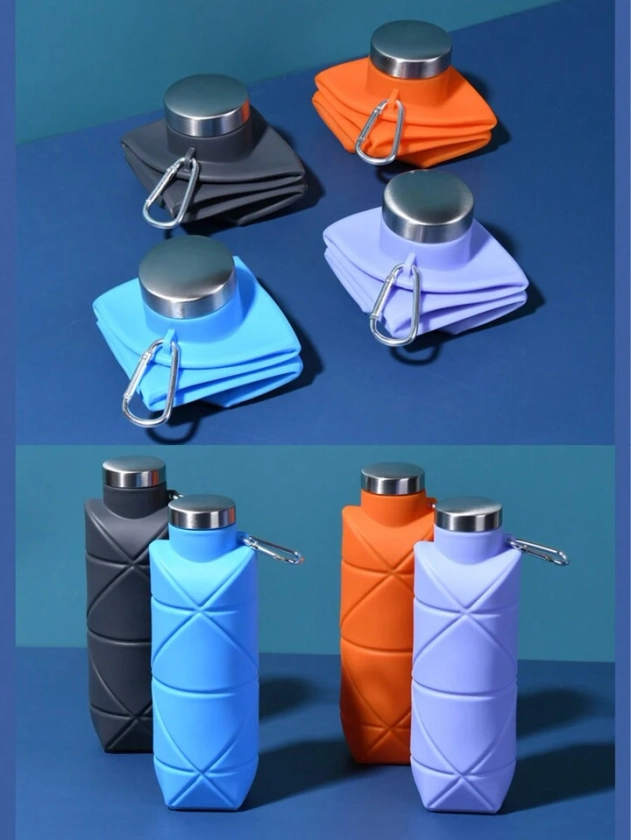 1 pièce Bouteille d'eau pliable, bouteilles d'eau pliables en silicone pour le voyage, conception facile à transporter et taille compacte, convenant pour le voyage, l'escalade, les sports de plein air et autres usages quotidiens et d'anniversaire