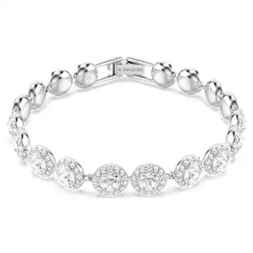 Una Angelic Tennis bracelet, Round cut, White, Rhodium plated by SWAROVSKI