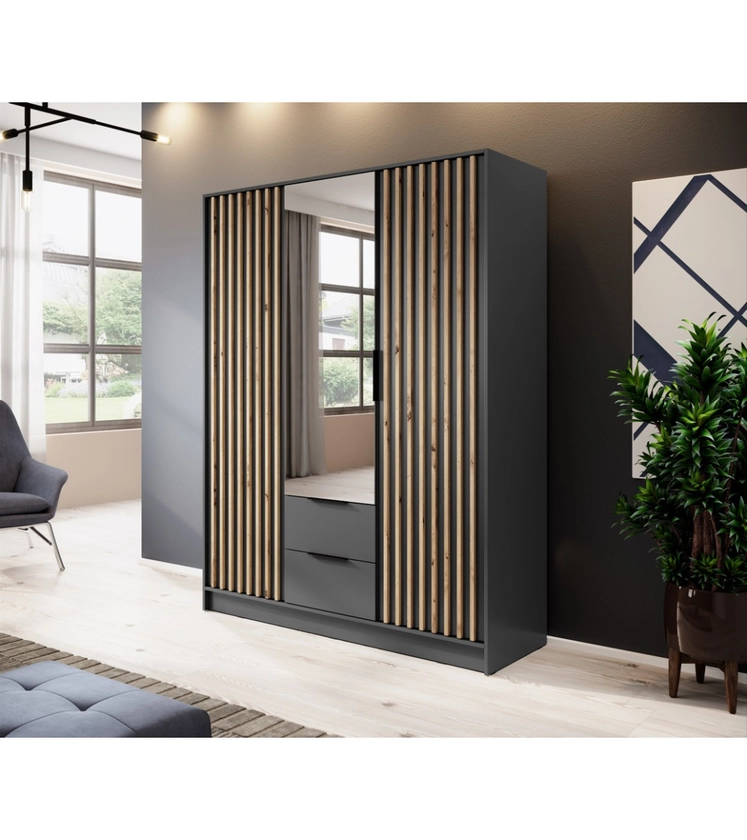 Armoire MELODIE 155 cm anthracite