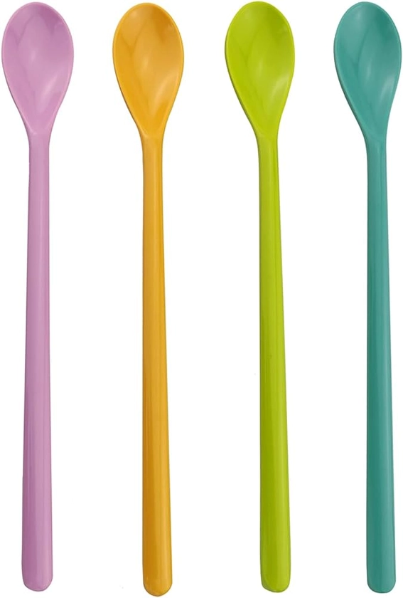 ZZLZX 4PCS 8.9 inches Long Handle Spoons Long Handle Mixing Spoon Coffee Spoons Tall Iced Tea, Ice Cream Sundae, Cocktail, Hot Chocolat Stirring Longdrink Spoons (Pink Yellow Blue Green) : Amazon.ca: Home