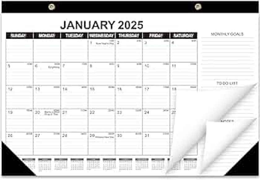 GuassLee Desk Calendar 2025-18 Months Calendar 17" × 11.5" Desk Calendar from January. 2025 to June. 2026 with Julian Date, Monthly Goals, To-do List, Notes for Home School Office