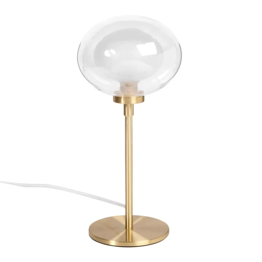 Lampe globe en verre et métal doré