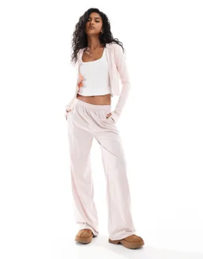 Bershka wide leg joggers co-ord in baby pink | ASOS