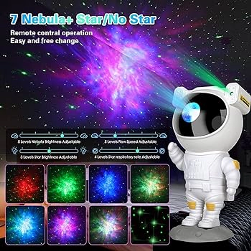 Astronaut Light Projector - Astronaut Galaxy Projector with Timer & Remote Control, USB Powered Spaceman Projector Lamp, 360° Adjustable Astronaut Starry Night Light Projector for Room Decoration