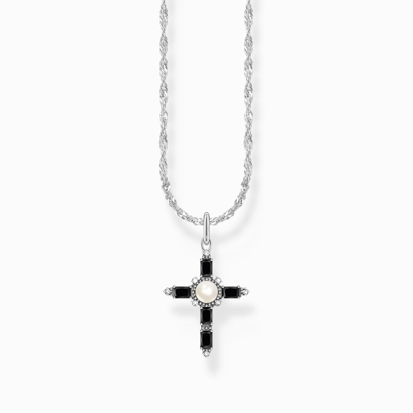 Silver necklace with black cross pendant Cross Romance