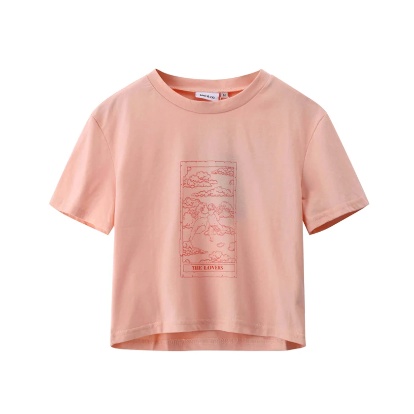 The Lovers Short Sleeve Baby Tee in Pink