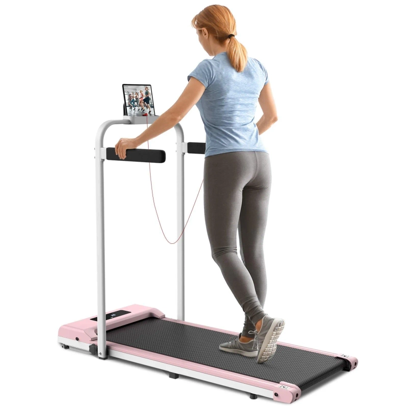 Sports Equipment | Under Desk Treadmill,2-in-1 Folding Treadmill with Side Handrail,LED Monitor and Remote Control | Rattantree