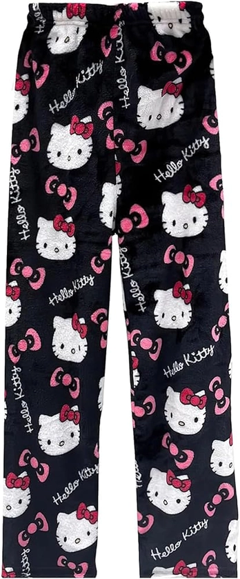 Anime Pajamas for Women Girls Cute Cartoon Cat Print Flannel Christmas Halloween Kawaii Casual Sleep Pajama Pants