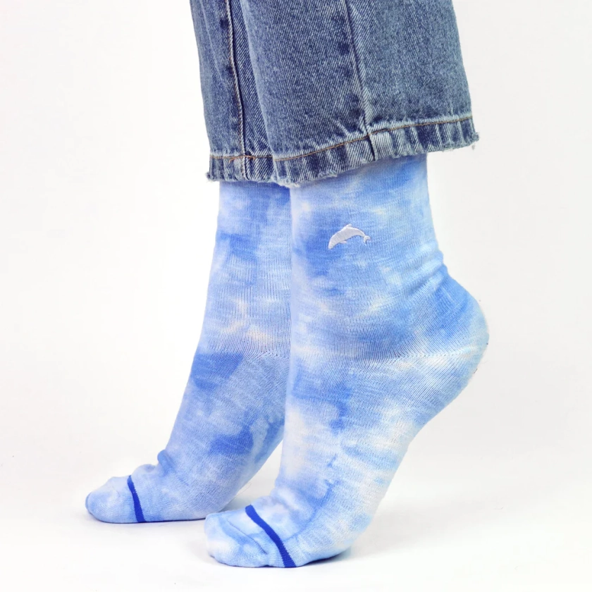 Critically Endangered Tie Dye Adult Socks - Dolphin