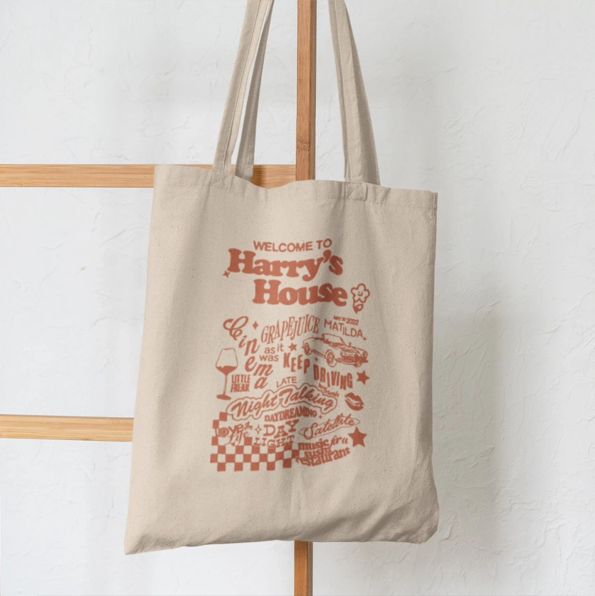 Harry Styles Welcome to Harry's House Tote Bag, Harry Styles Tote Bag, Shopping Bag, Gift for Harry Styles Fans