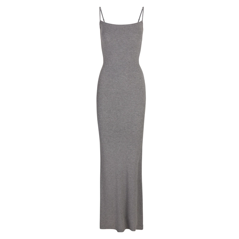 SOFT LOUNGE LONG SLIP DRESS | HEATHER GREY