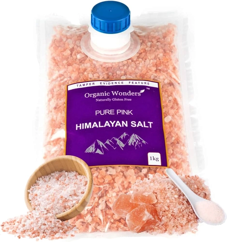 Pure Pink Himalayan Salt (Coarse) 1kg PREMIUM UNREFINED | 100% NATURAL | GLUTEN FREE | VEGAN | VEGETARIAN by Organic Wonders®