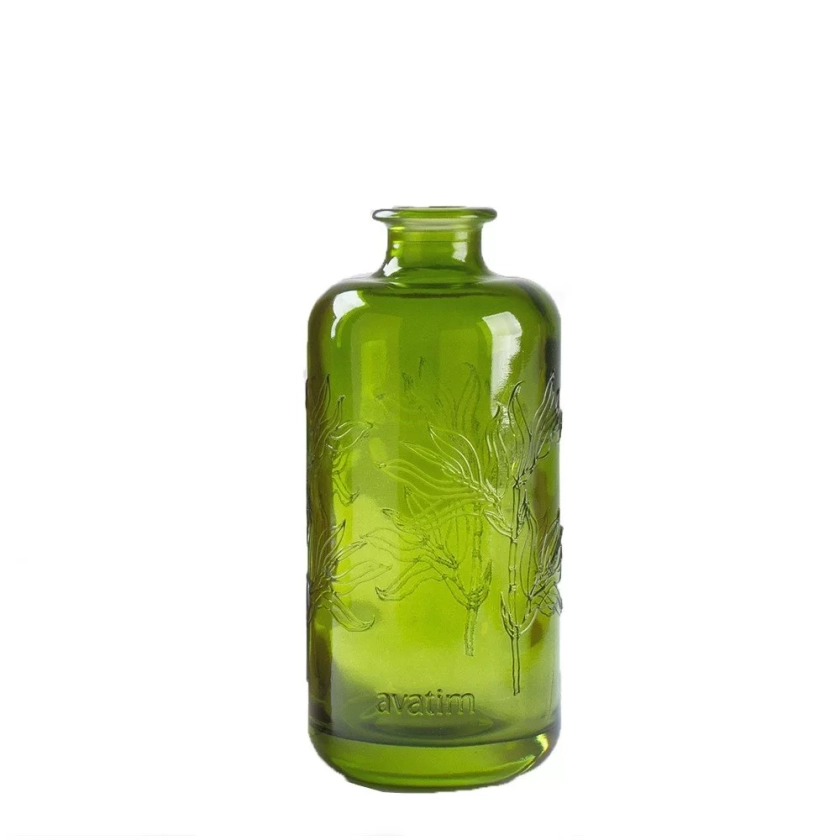 Vaso Decorativo Alto-relevo Verde Vidro Avatim Único