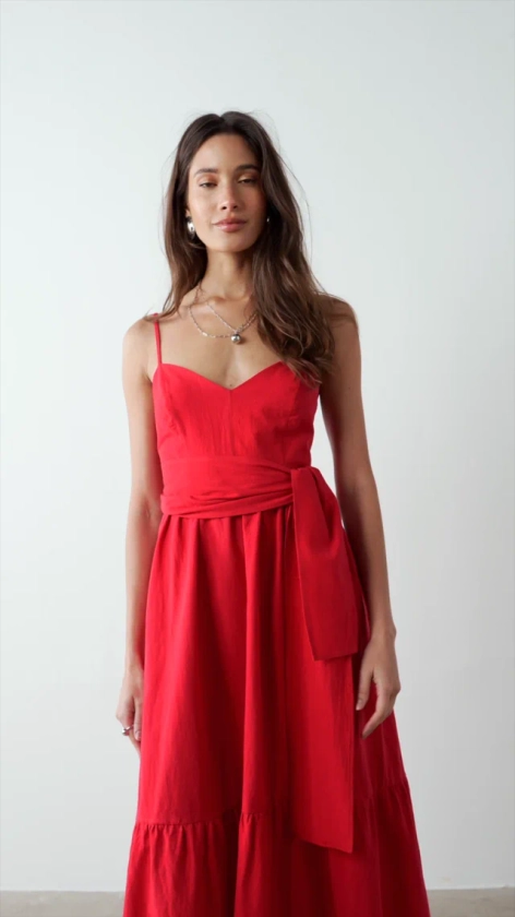 Vestido Laço Cotton Vermelho | Muna