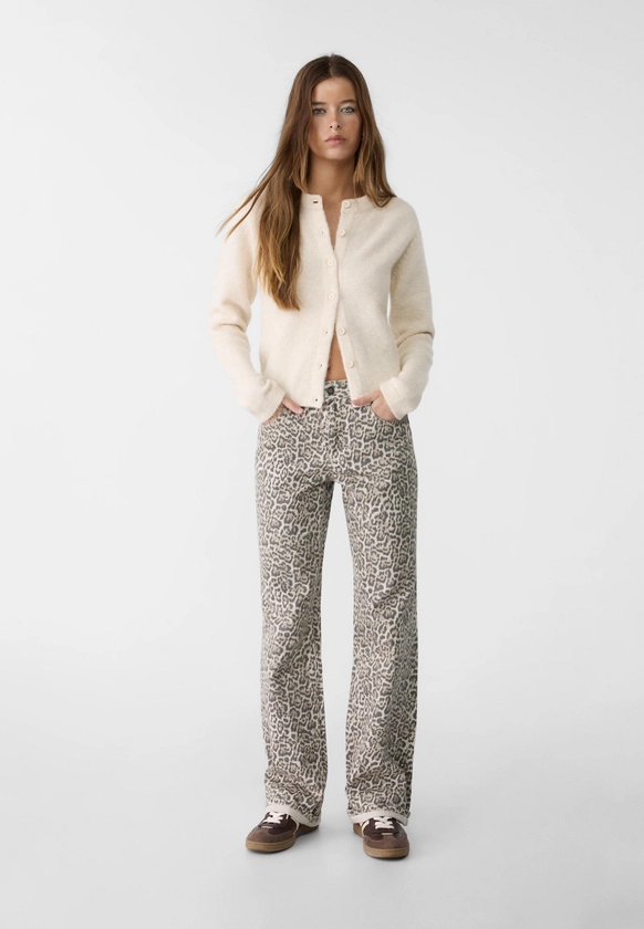 Pantalon straight léopard - Mode femme | Stradivarius France