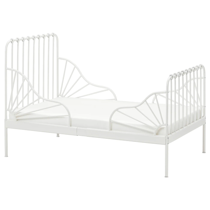 MINNEN Ext bed frame with slatted bed base - white 97x190 cm (38 1/4x74 3/4 ")
