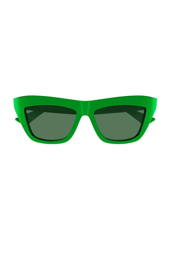 Bottega Veneta Classic Ribbon Cat Eye Sunglasses in Green | REVOLVE