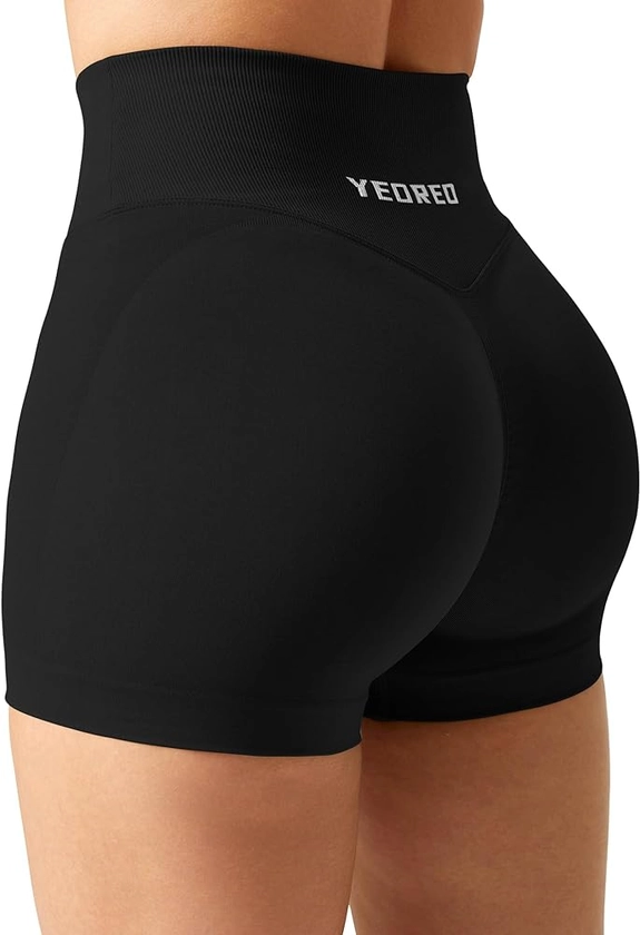 YEOREO Scrunch Butt Workout Shorts Women 3.5" Seamless V Cross Waist Sport Gym Amplify Shorts