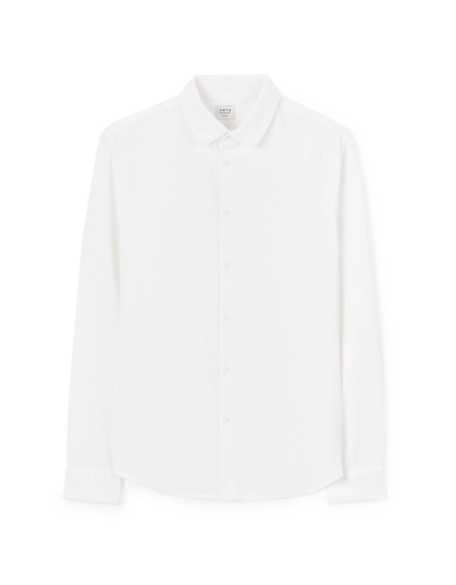 Chemise regular unie en coton - blanc