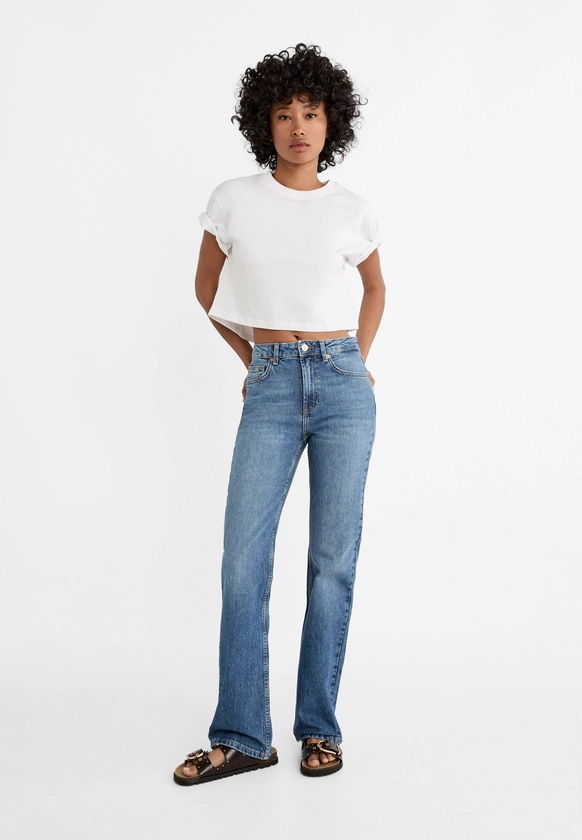 D98 straight-leg vintage effect jeans - Women's fashion | Stradivarius France