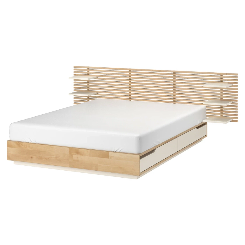 MANDAL Structure lit avec tête de lit - bouleau/blanc 160x200 cm