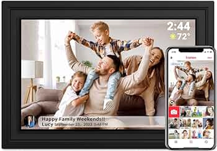 Frameo 10.1 Inch WiFi Digital Picture Frame, 1280x800 HD IPS Touchscreen Digital Photo Frame, Auto-Rotate, Wall Mountable, Instantly Share Photos, Videos via Frameo App, for Family, Friends-Black