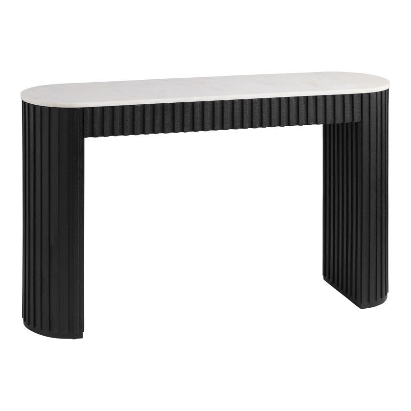 Corey Onyx Wood Marble Top Fluted Console Table - World Market