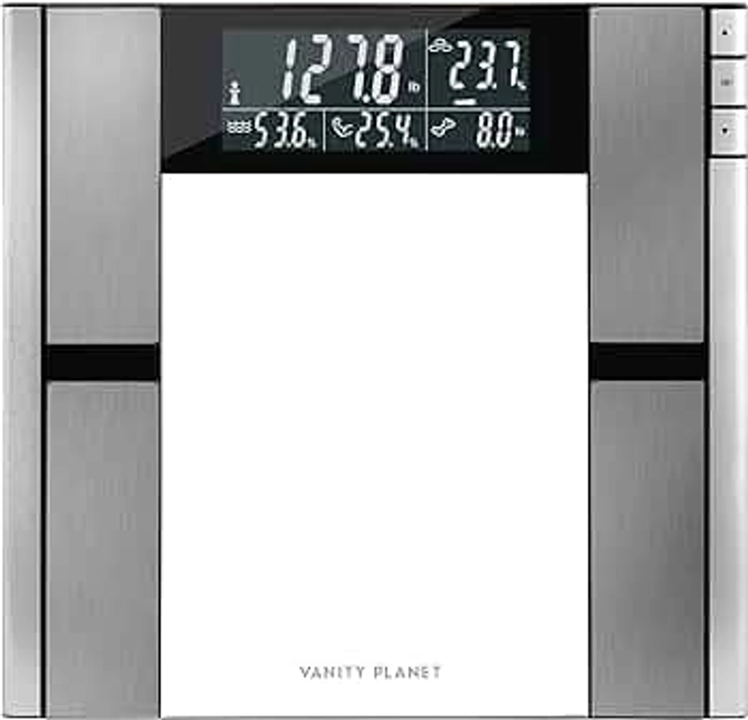 Vanity Planet Work It - Báscula digital y analizador de cuerpo para peso corporal, grasa corporal, masa muscular, densidad ósea, peso de agua, capacidad de 397 libras