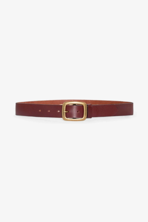 RSALBT04 - Unisex Rectangle Center Bar Buckle Leather Belt