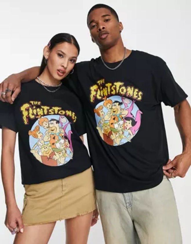 Reclaimed Vintage inspired unisex licensed Flintstones t-shirt in black | ASOS