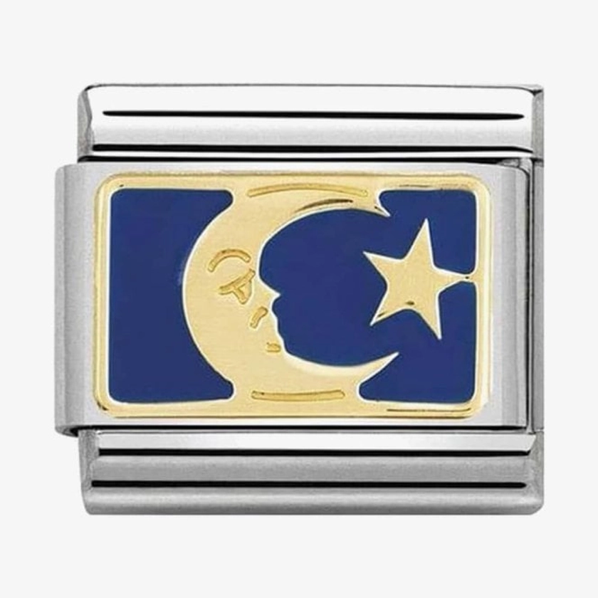 Composable Classic MOON BLUE PLATE in stainless steel, enamel and 18K gold