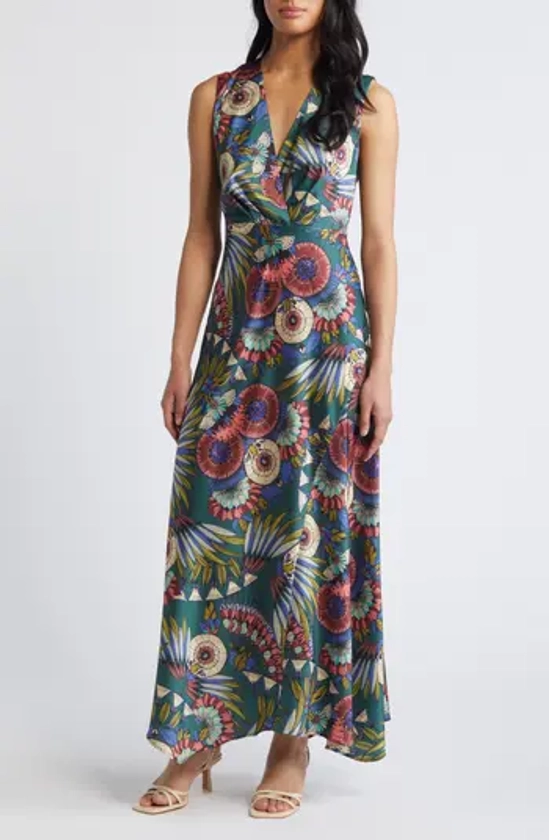 Sam Edelman Feather Floral Satin Maxi Dress | Nordstrom