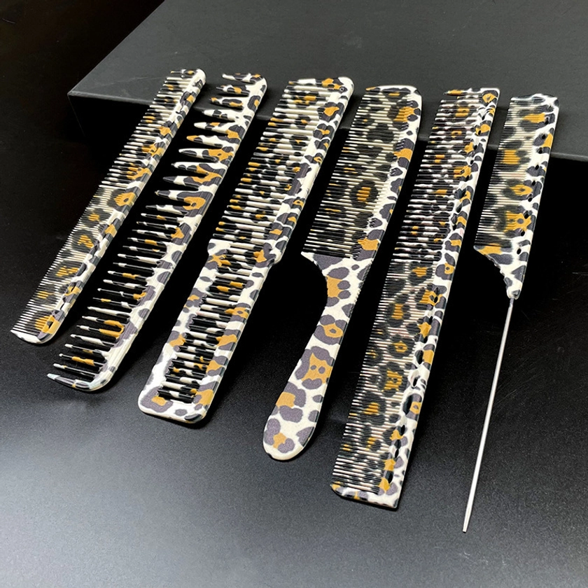 6pcs Leopard Graffiti Hair Styling Comb Professional Hair Styling Comb Anti Static Heat Resistant Hairdressing Comb