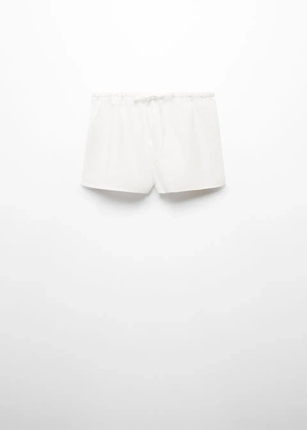 Cotton pyjama shorts with openwork details