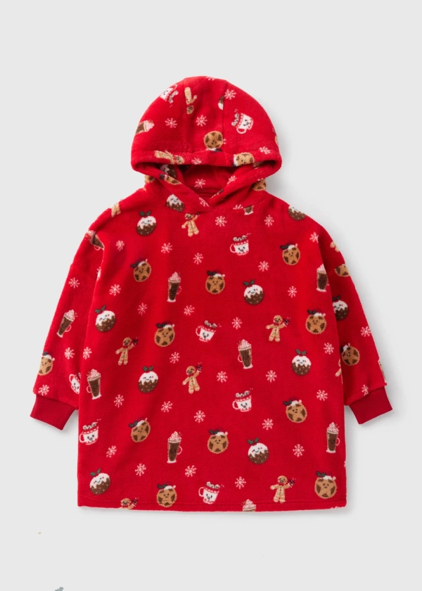 Kids Red Christmas Gingerbread Snuggle Hoodie (7-15yrs)