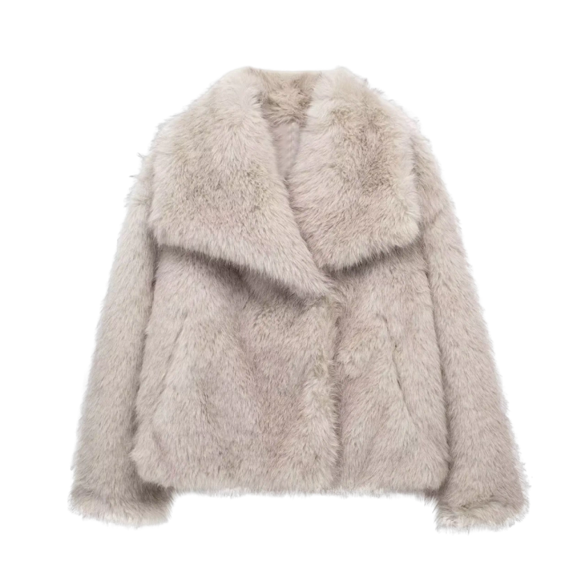 Elise™ - Grå Faux Fur Jacka