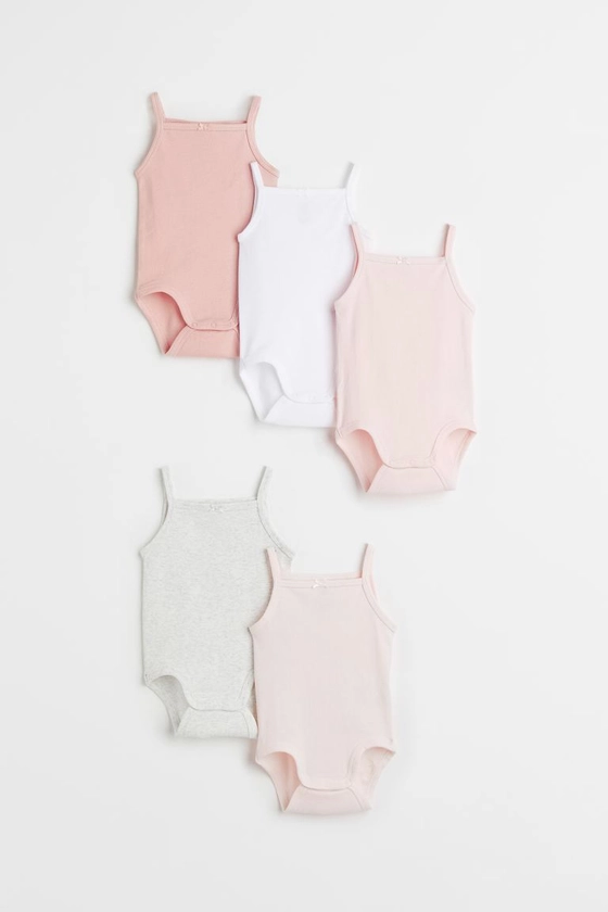 5-pack cotton bodysuits - Light pink/Light grey marl - Kids | H&M GB