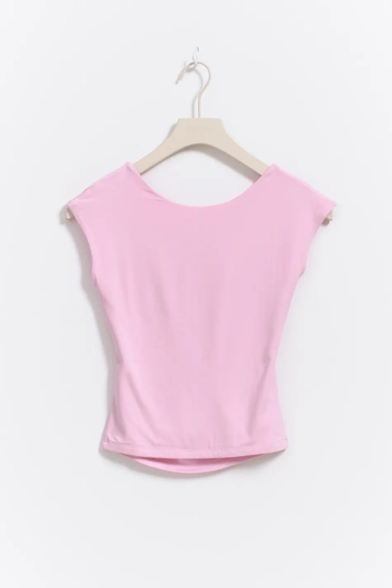 Soft touch open back top - Pink - Women - Gina Tricot