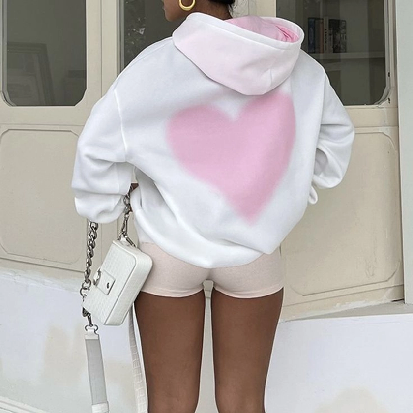 Pink Heart Print Hoodie from TeddyLoveEve | Teenage fashion outfits, Light pink hoodie, Aesthetic clothes