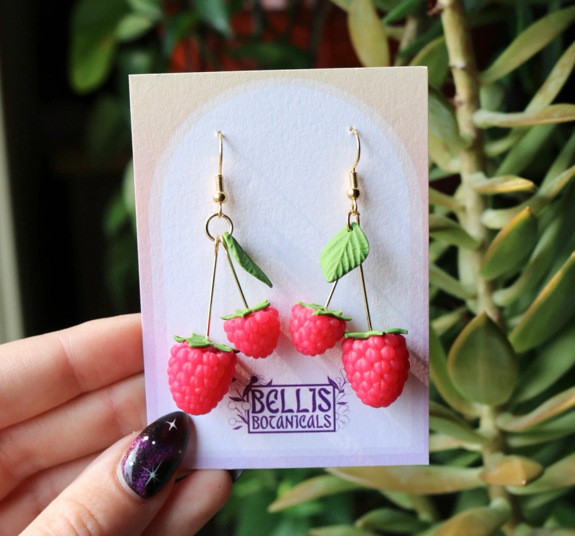 Raspberries - Polymer Clay Dangle Earrings