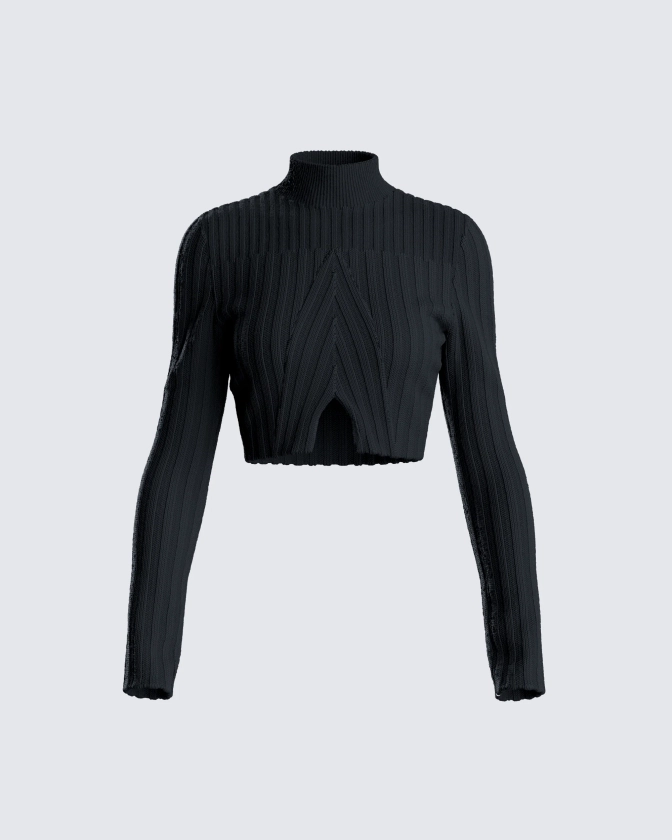 Travis Black Sweater Knit Top