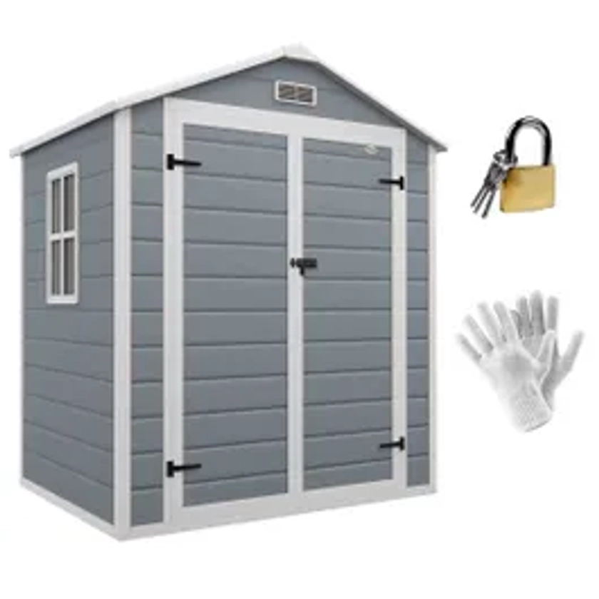 Outsunny Garden Shed 6'x4.5' W/ Lockable Double Doors