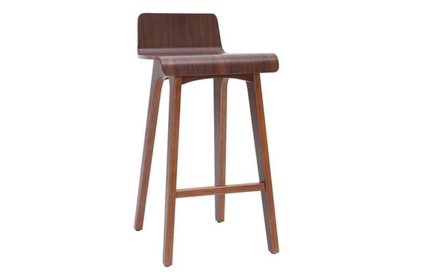 Chaise de bar scandinave bois foncé H65 cm BALTIK - Miliboo