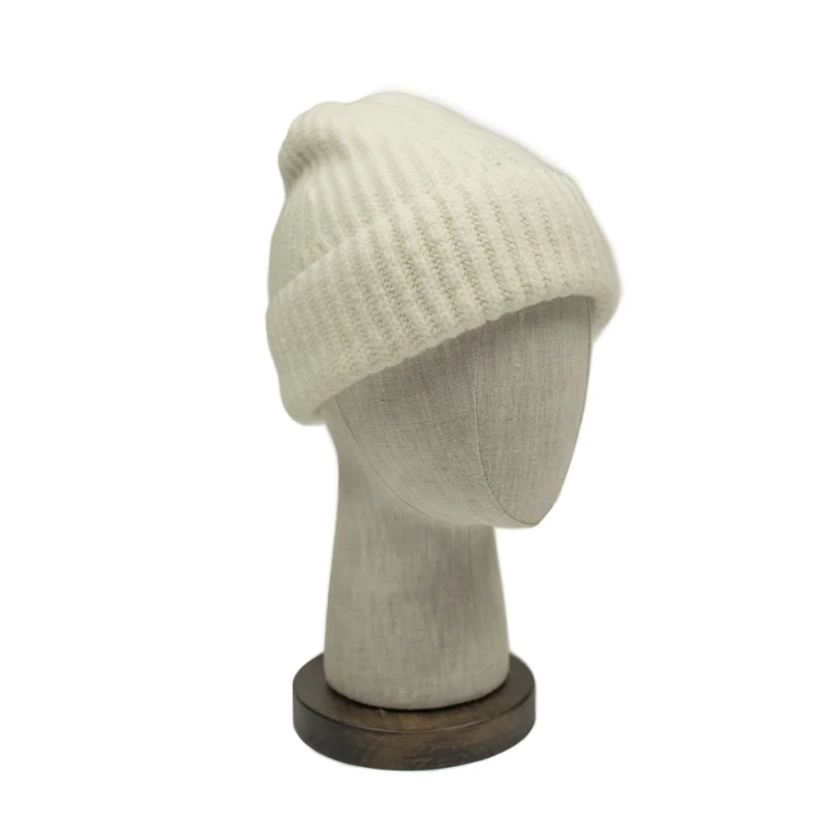 "Elder" white classic ribbed fisherman merino wool hat