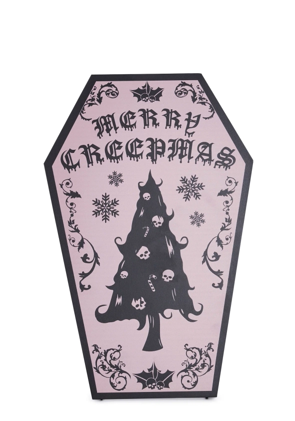 Dolls Home Merry Creepmas Coffin Sign - Black