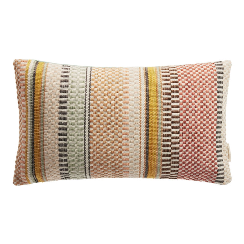 Multicolor Broken Stripe Indoor Outdoor Lumbar Pillow - World Market