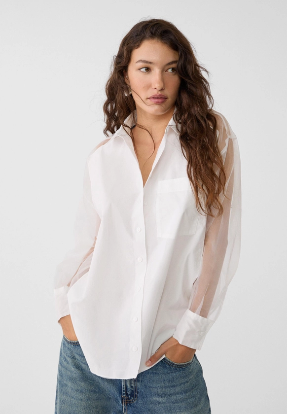 Contrast organza shirt - Women's Shirts & Blouses | Stradivarius Italy