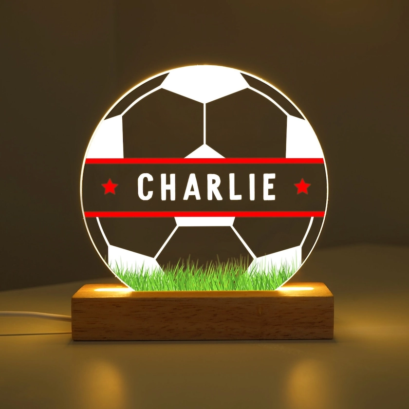 Personalised LED Football Lamp, Football Night Light Gift, Football Gifts for Bedroom, Birthday Gifts for Kids, Boys Bedroom Nursery Light