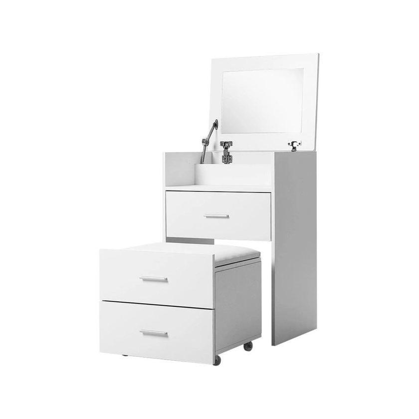 Artiss Dressing Table Bedside Tables 2-in-1 Set Hidden Makeup Mirror Storage Drawers